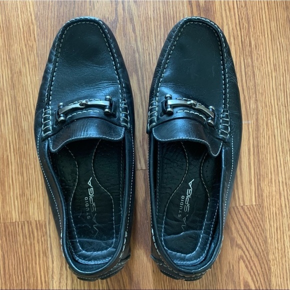 VIA SPIGA size 9.5 Men’s Black Loafers Slip on Shoes - Picture 1 of 12